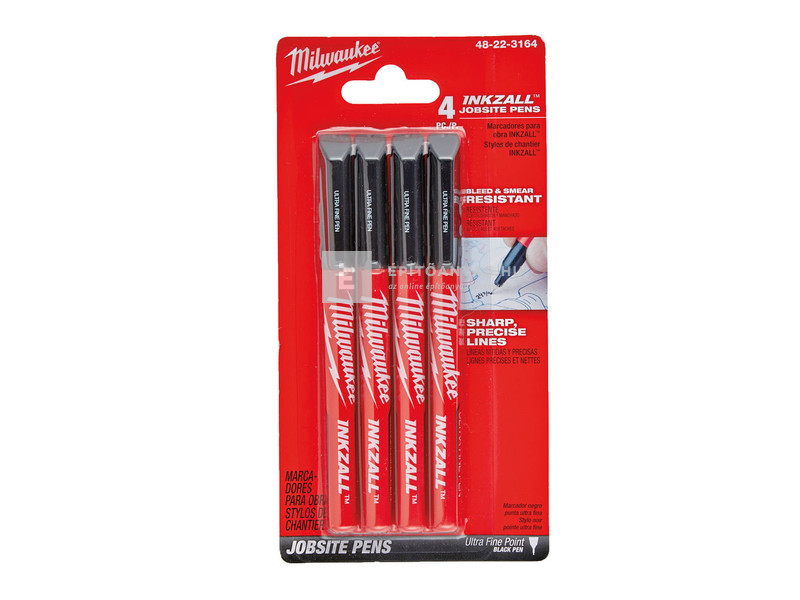 Milwaukee Inkzall filctoll 0,6 mm hegyű fekete (4 darabos kiszerelés)
