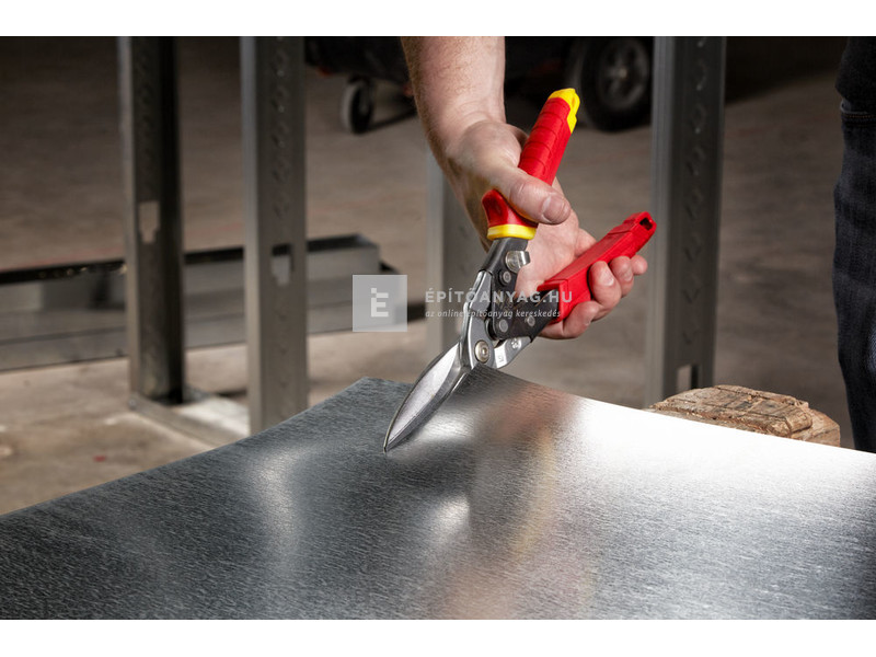 Milwaukee extra hosszú kis sugarú lemezvágó olló egyenes (sárga)