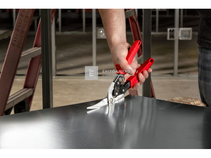 Milwaukee extra hosszú kis sugarú lemezvágó olló bal (piros)