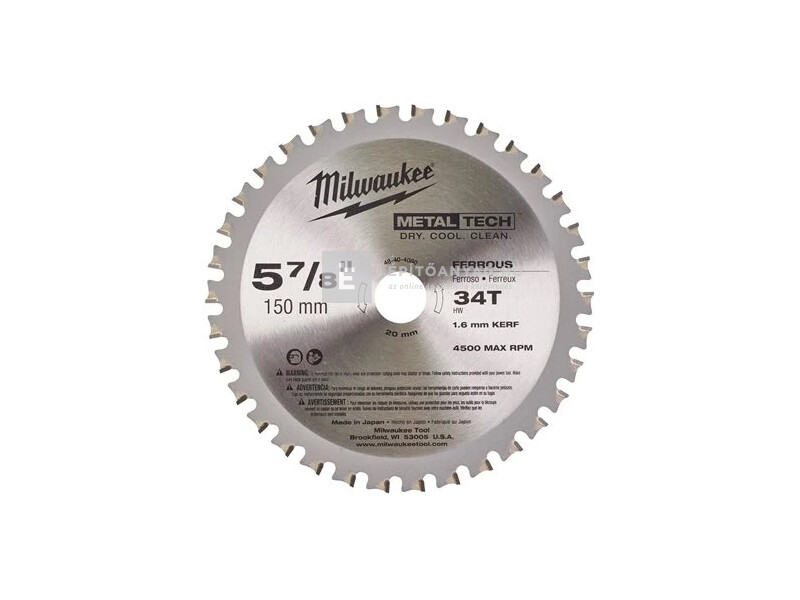Milwaukee körfűrészlap fémhez 150x20x1,6x34