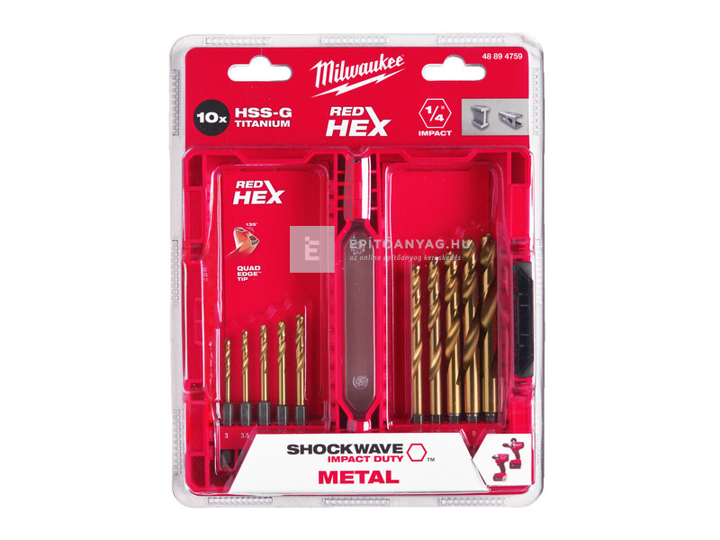 Milwaukee fémfúró shockwave HSS-G TiN 10db - készlet (3-10mm)
