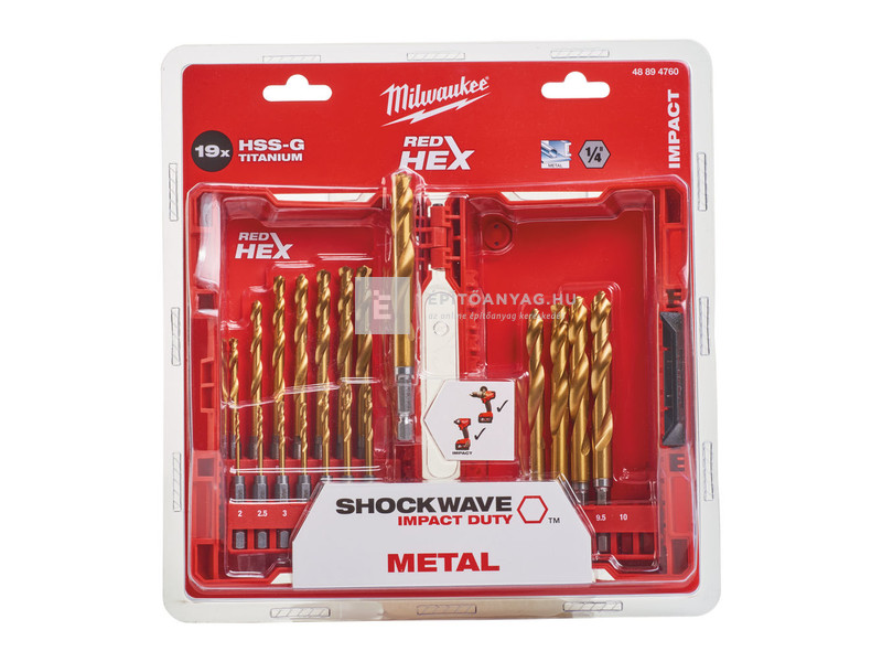 Milwaukee fémfúró shockwave HSS-G TiN 19db - készlet (2-10mm)
