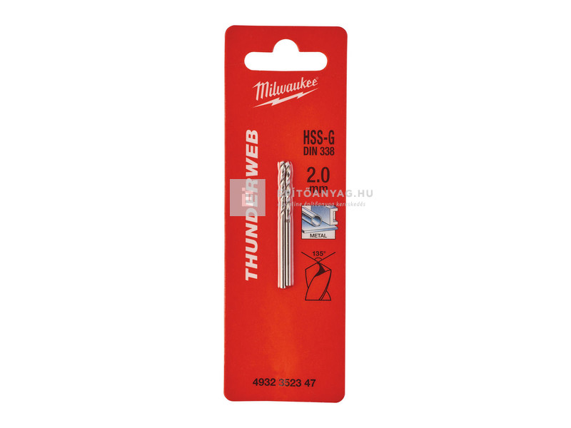 Milwaukee Thunderweb – HSS-G fémfúró DIN 338 – 2,0 mm 2 db