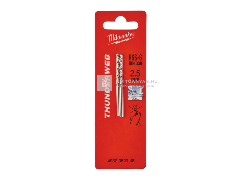 Milwaukee Thunderweb – HSS-G fémfúró DIN 338 – 2,5 mm 2 db