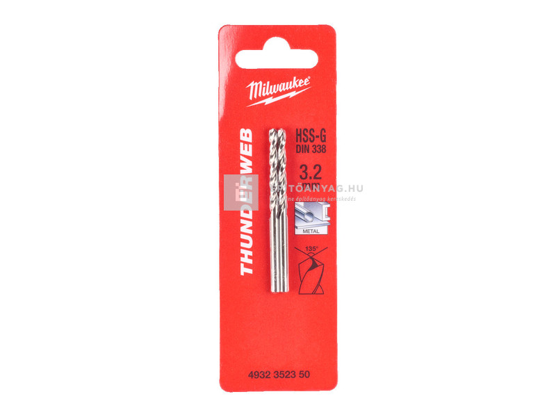 Milwaukee Thunderweb– HSS-G fémfúró DIN 338 – 3,2 mm 2 db