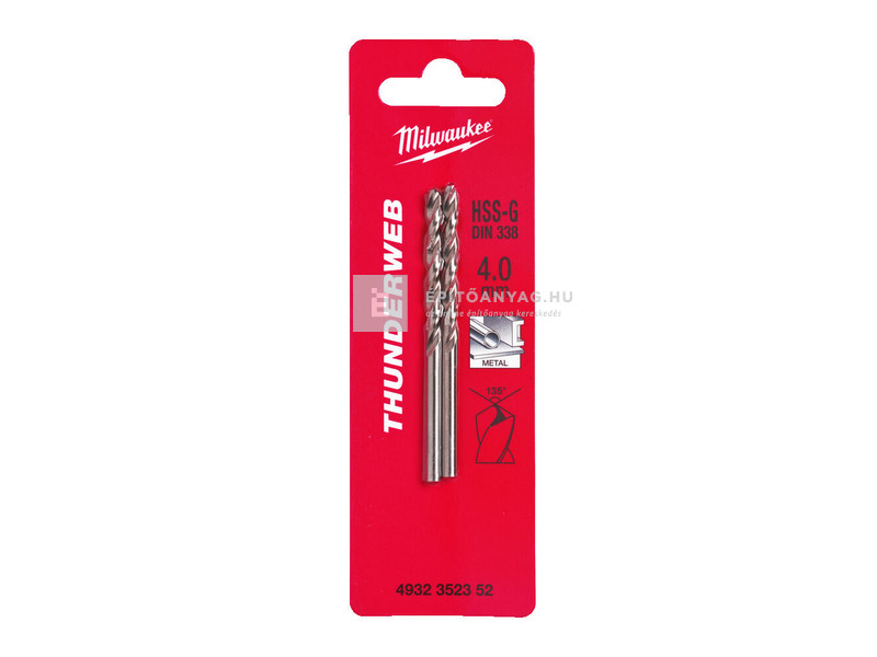 Milwaukee Thunderweb– HSS-G fémfúró DIN 338 – 4,0 mm 2 db