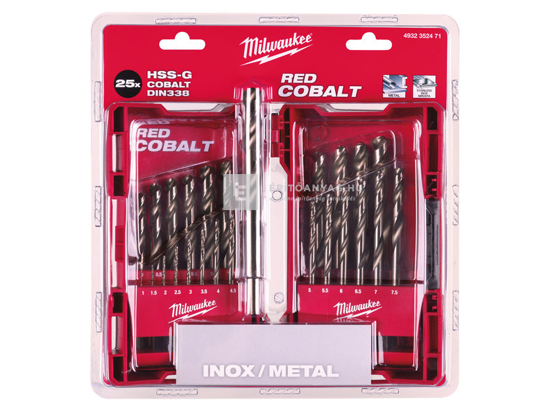 Milwaukee Red Cobalt – HSS-G Co fémfúró – DIN 338 Készlet (25 darab)