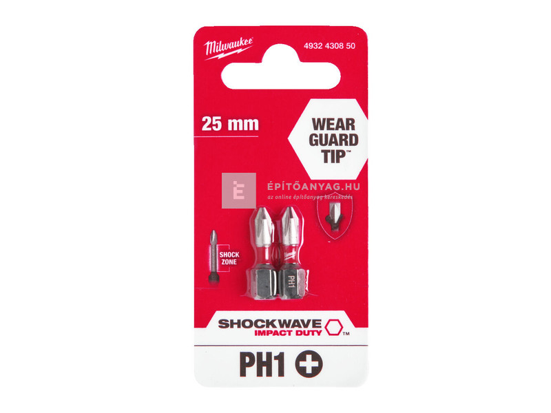 Milwaukee Shockwave bit PH1 25mm-2db