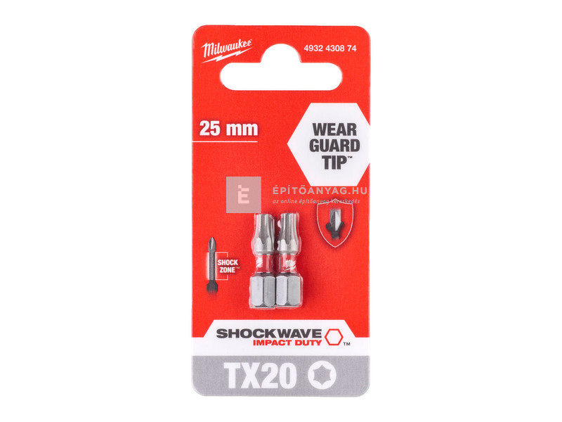 Milwaukee Shockwave bit TX20 25mm-2db