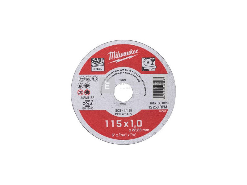 Milwaukee vágókorong fémhez SCS41/115x1x22 mm