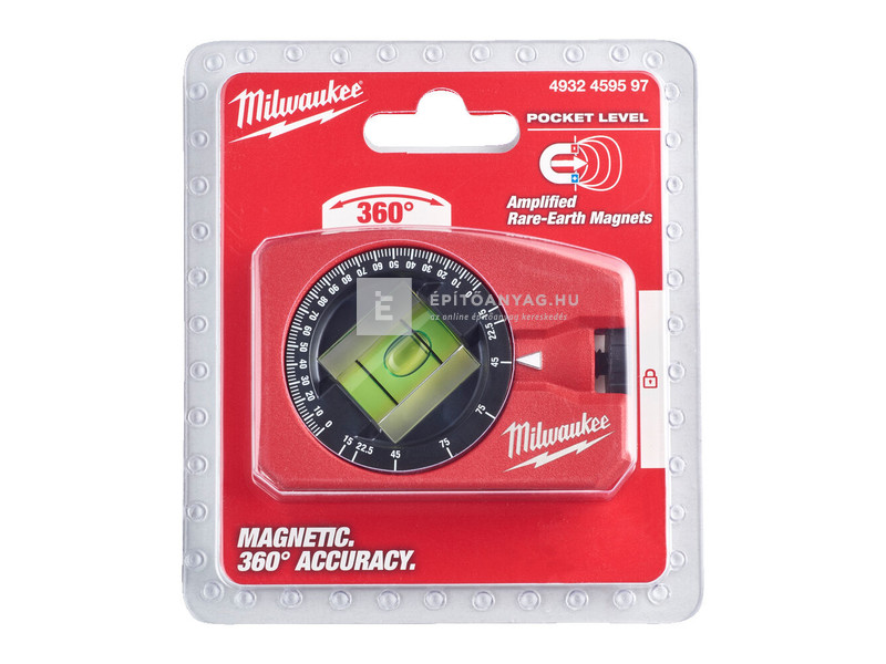 Milwaukee zseb vízmérték szögmérővel, mágneses, 8 cm