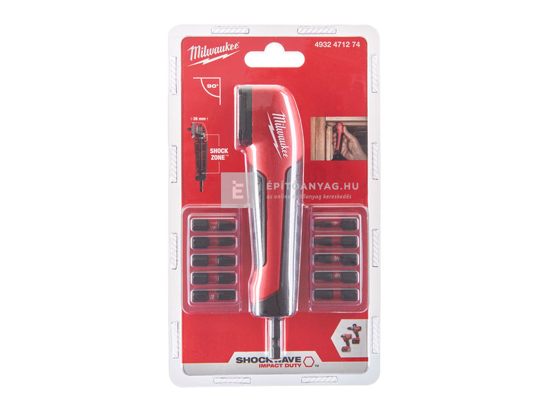 Milwaukee Shockwave sarokcsavarozó adapter, bitekkel