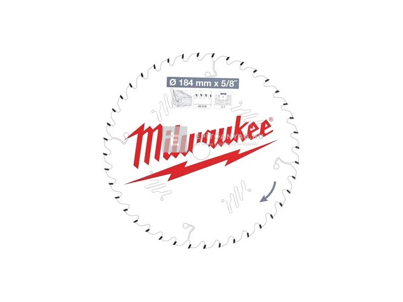 Milwaukee körfűrészlap hordozható gépekhez, fához, 184x5/8x2.1x40 ATB, 1 db