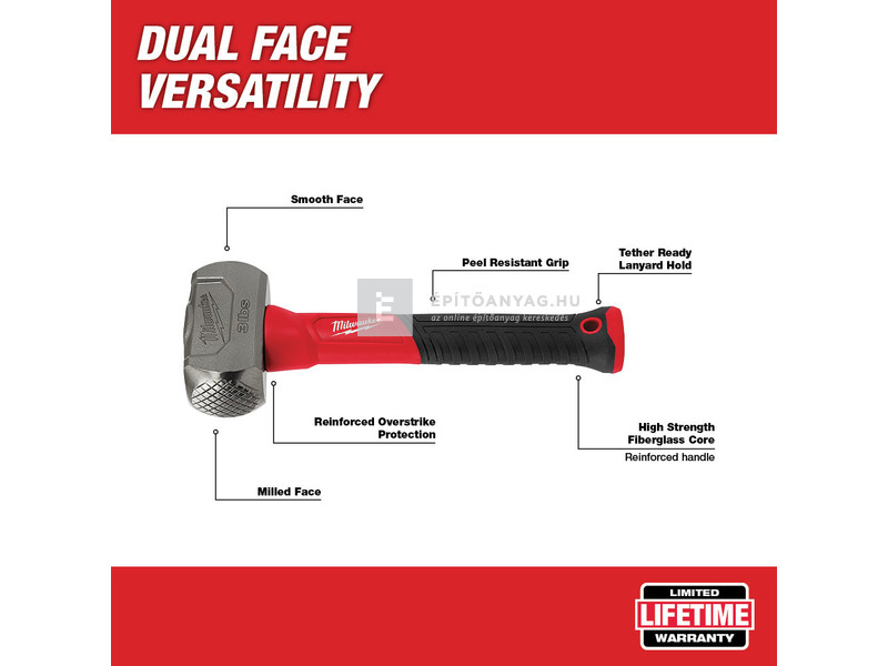 Milwaukee ráverő kalapács, üvegszálas nyél, 1,36 kg