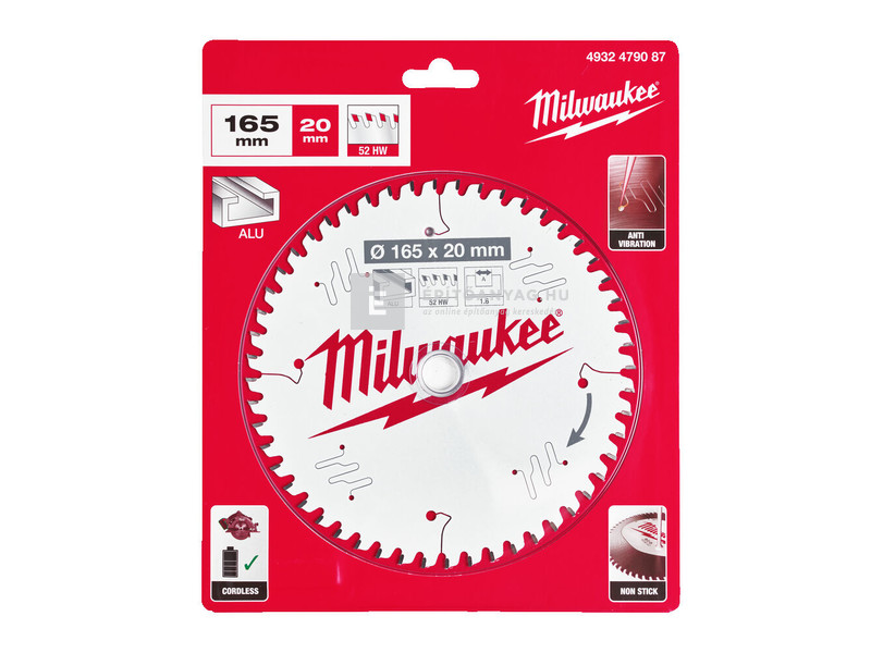 Milwaukee körfűrészlap alu 165x20x1,6x52ATB