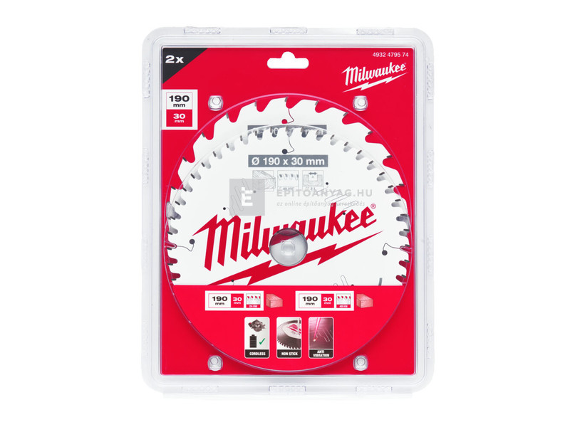 Milwaukee körfűrészlap körfűrészhez 2 x 190 x 24T/48T - 2 db