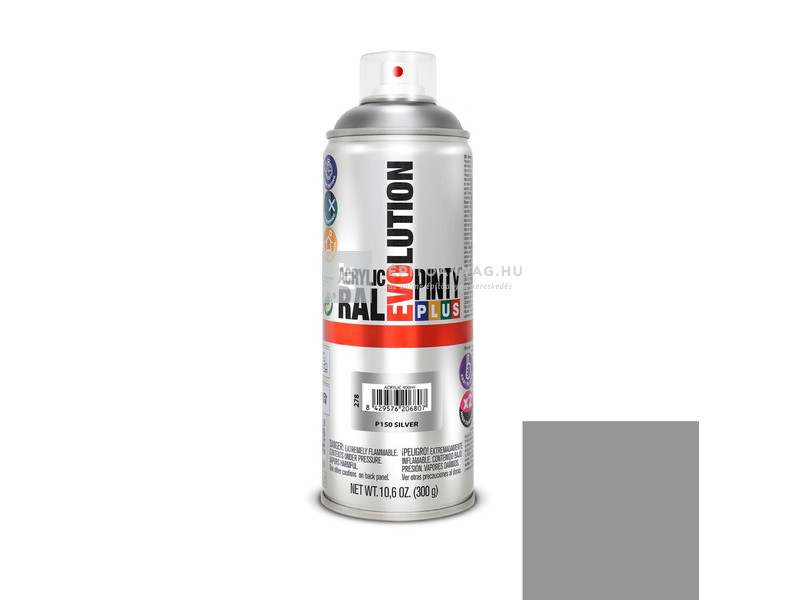 Novasol Pinty Plus Evolution akril festék spray ezüst P150 400 ml