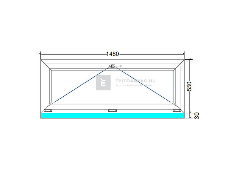 EkoSun 70 CL 2r üv Bukó 150x60 cm fehér egyszárnyú ablak