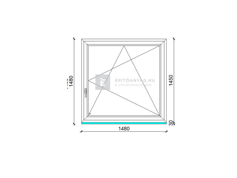 EkoSun 70 C 2r üv BNY 150x150 cm jobb fehér egyszárnyú ablak