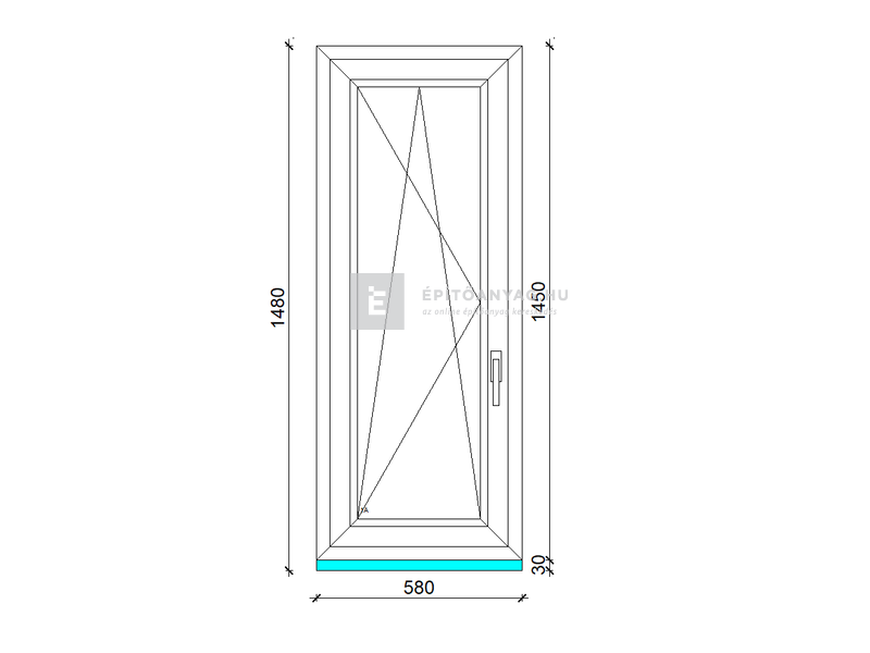 EkoSun 70 C 2r  üv  BNY 60x150 cm bal fehér egyszárnyú ablak