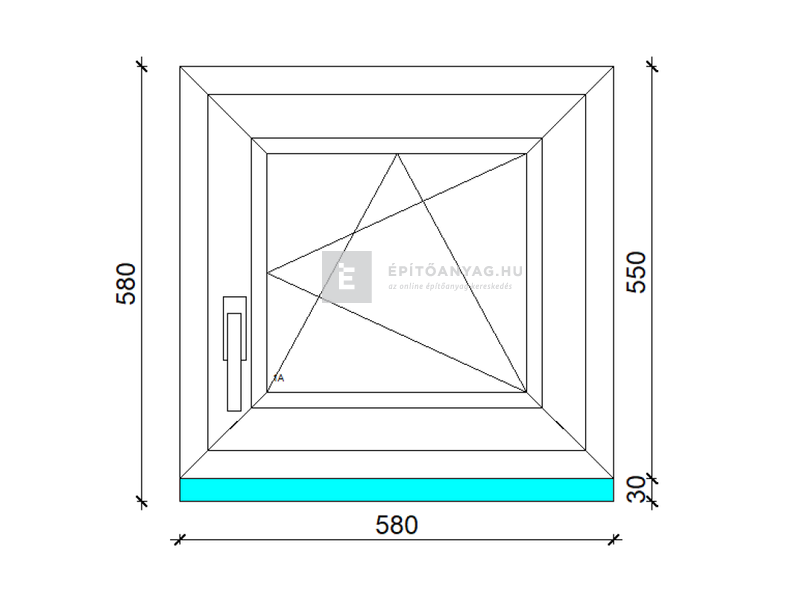 EkoSun 70 C 2r üv BNY 60x60 cm jobb fehér egyszárnyú ablak