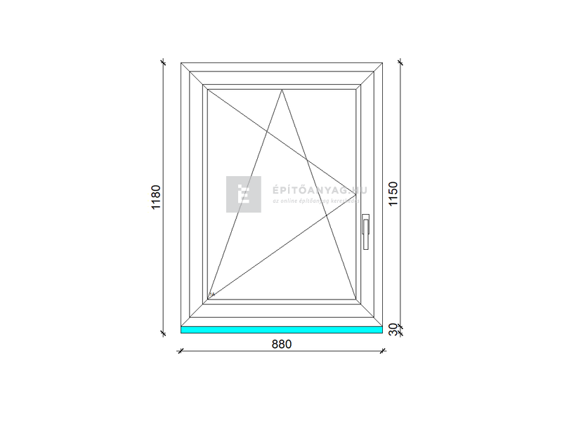 EkoSun 70 C 2r  üv  BNY 90x120 cm bal fehér egyszárnyú ablak