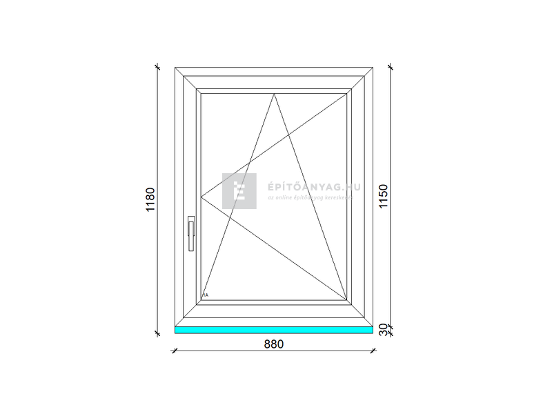 EkoSun 70 C 2r  üv  BNY 90x120 cm jobb fehér egyszárnyú ablak