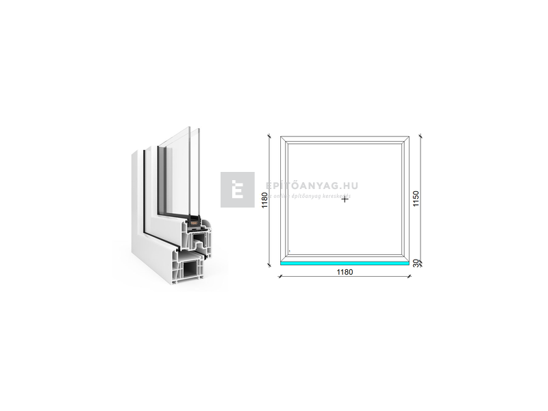EkoSun 70 CL 2r üv Fix 120x120 cm fehér fix ablak