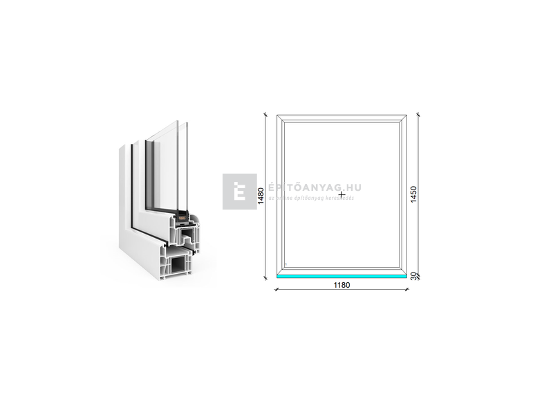 EkoSun 70 CL 2r üv Fix 120x150 cm fehér fix ablak