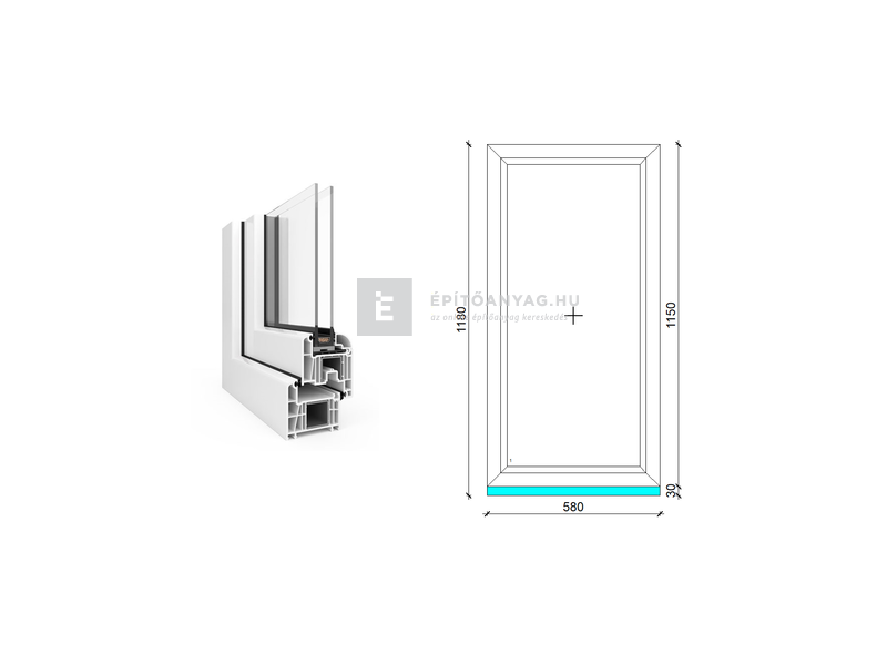 EkoSun 70 CL 2r üv Fix 60x120 cm fehér fix ablak