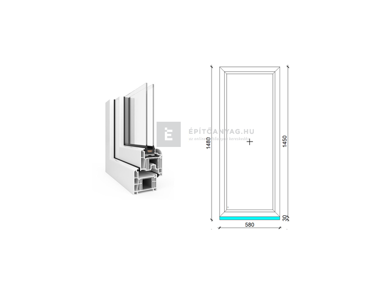 EkoSun 70 CL 2r üv Fix 60x150 cm fehér fix ablak