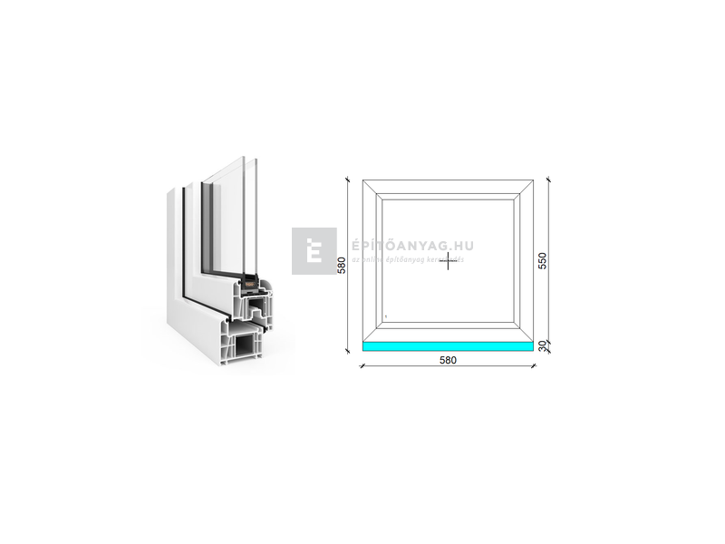 EkoSun 70 CL 2r üv Fix 60x60 cm fehér fix ablak