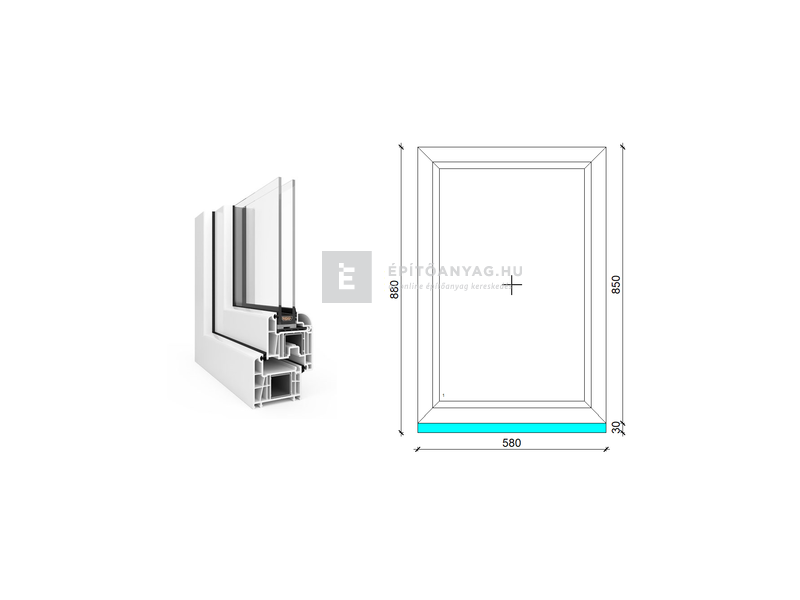 EkoSun 70 CL 2r üv Fix 60x90 cm fehér fix ablak