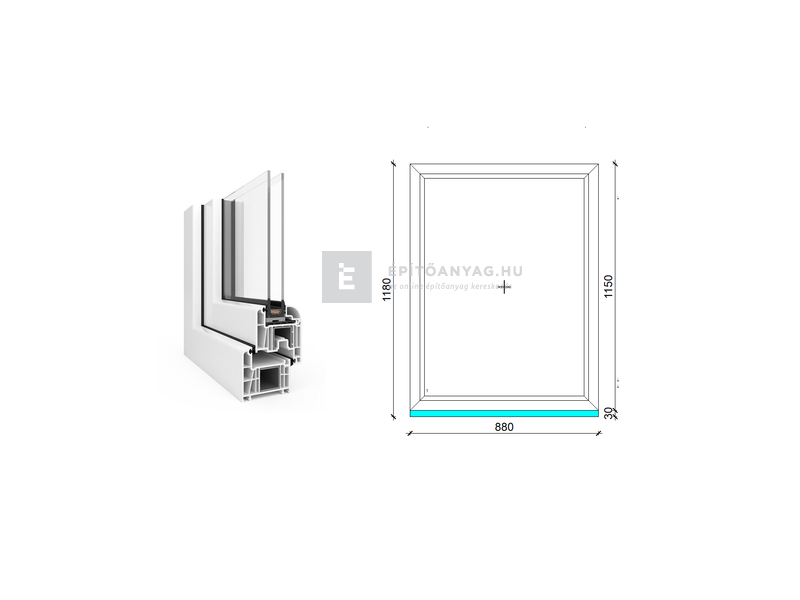 EkoSun 70 CL 2r üv Fix 90x120 cm fehér fix ablak