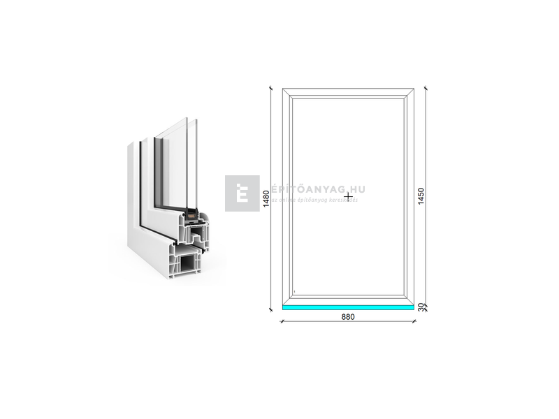 EkoSun 70 CL 2r üv Fix 90x150 cm fehér fix ablak