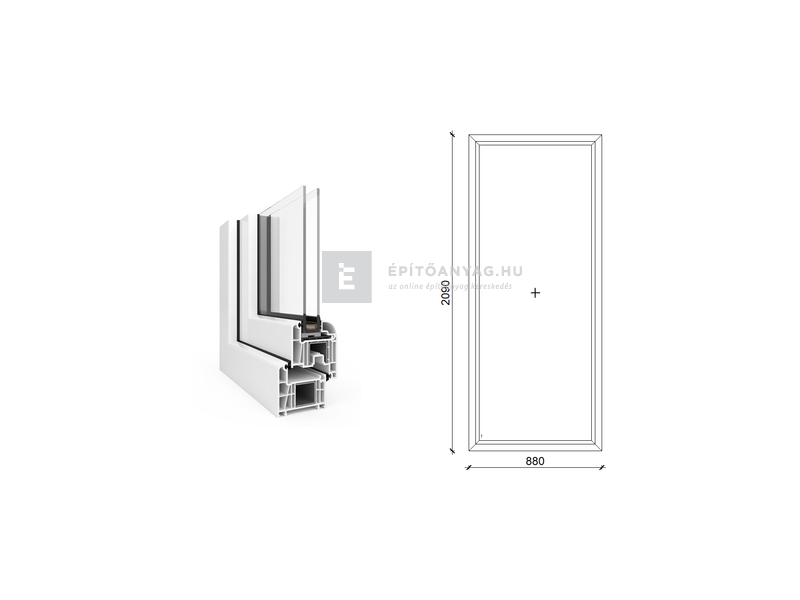 EkoSun 70 CL 2r üv Fix 90x210 cm fehér fix ablak
