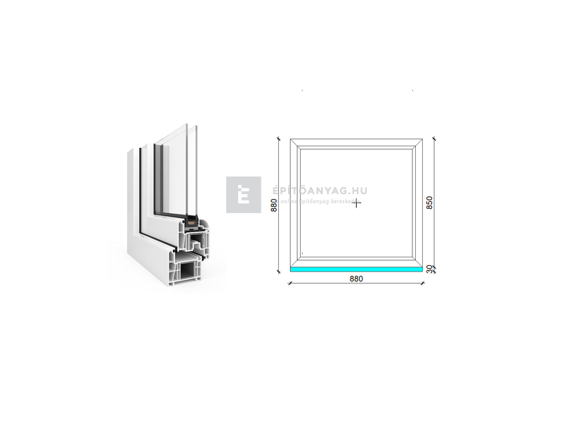 EkoSun 70 CL 2r üv Fix 90x90 cm fehér fix ablak