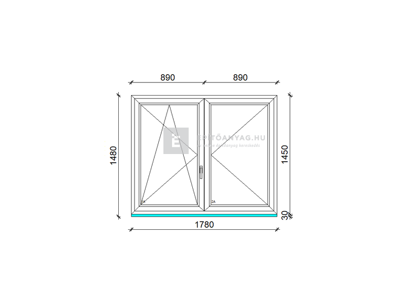 EkoSun 70 C 2r  üv  NY-BNY 180x150 cm bal fehér kétszárnyú váltószárnyas ablak
