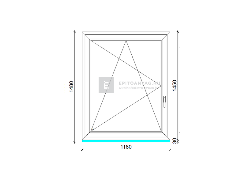 EkoSun 70 CL 3r üv BNY 120x150 cm bal kívül antracit, belül fehér egyszárnyú ablak