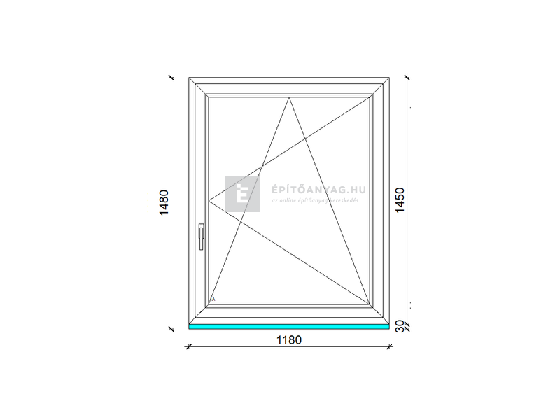 EkoSun 70 CL 3r üv BNY 120x150 cm jobb kívül antracit, belül fehér egyszárnyú ablak