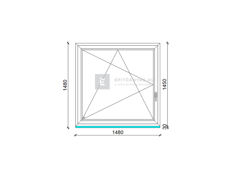 EkoSun 70 CL 3r üv BNY 150x150 cm bal kívül antracit, belül fehér egyszárnyú ablak
