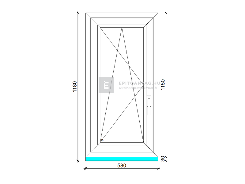 EkoSun 70 CL 3r üv BNY 60x120 cm bal kívül antracit, belül fehér egyszárnyú ablak