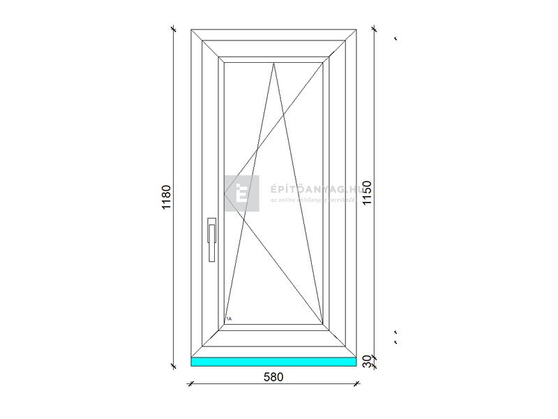 EkoSun 70 C 3r üv BNY 60x120 cm jobb fehér egyszárnyú ablak