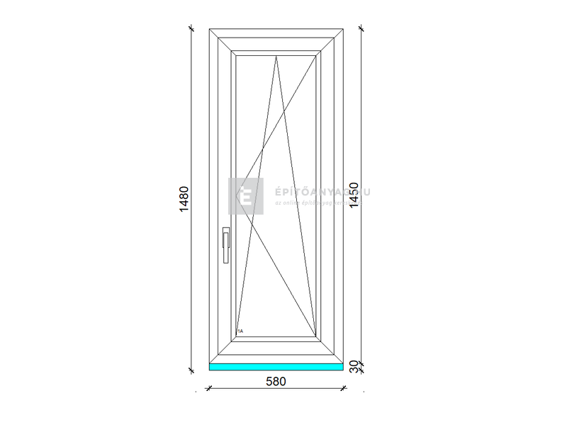 EkoSun 70 CL 3r üv BNY 60x150 cm jobb kívül antracit, belül fehér egyszárnyú ablak