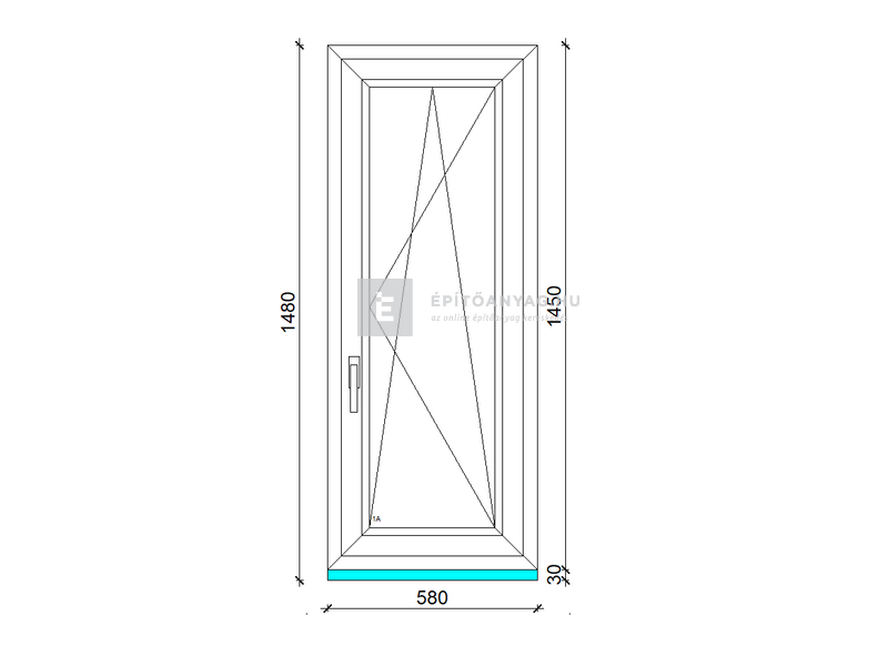 EkoSun 70 C 3r üv BNY 60x150 cm jobb fehér egyszárnyú ablak
