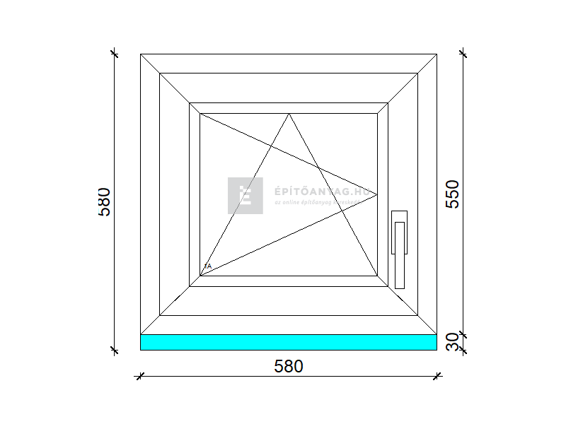 EkoSun 70 CL 3r üv BNY 60x60 cm bal kívül antracit, belül fehér egyszárnyú ablak