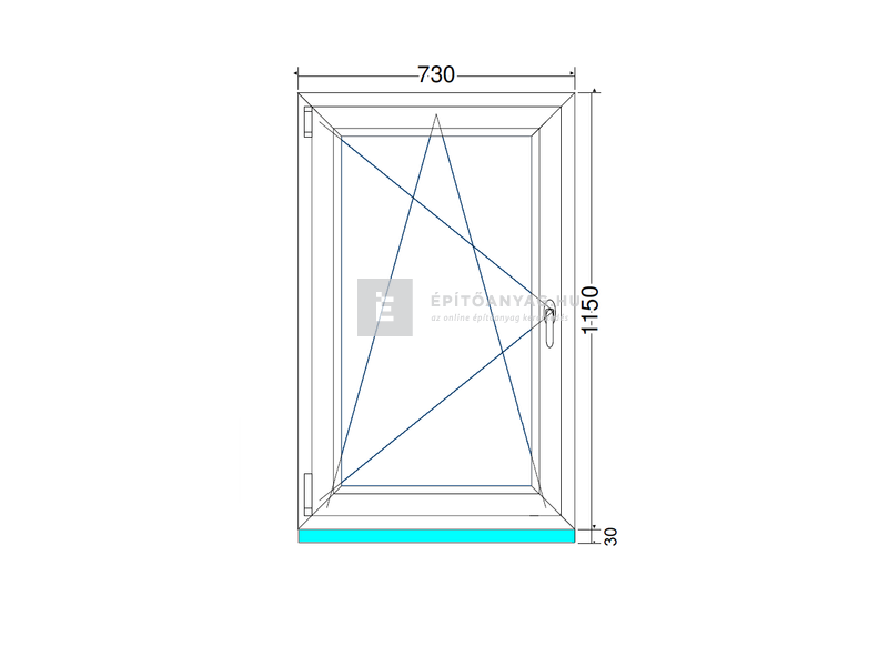 EkoSun 70 CL 3r üv BNY 75x120 cm bal fehér egyszárnyú ablak