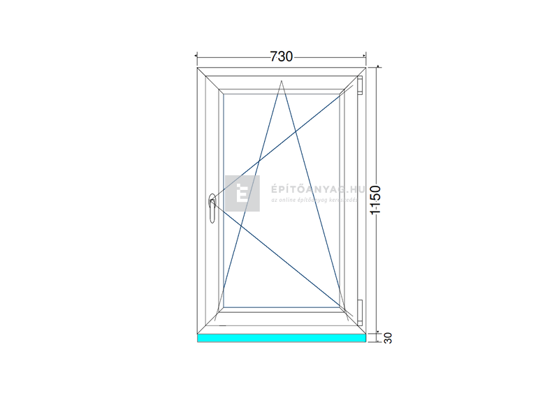 EkoSun 70 CL 3r üv BNY 75x120 cm jobb fehér egyszárnyú ablak