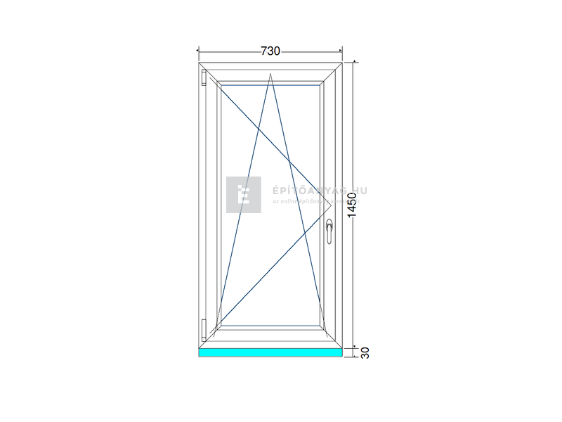 EkoSun 70 CL 3r üv BNY 75x150 cm bal fehér egyszárnyú ablak
