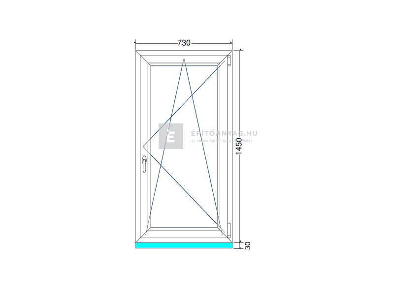 EkoSun 70 CL 3r üv BNY 75x150 cm jobb fehér egyszárnyú ablak